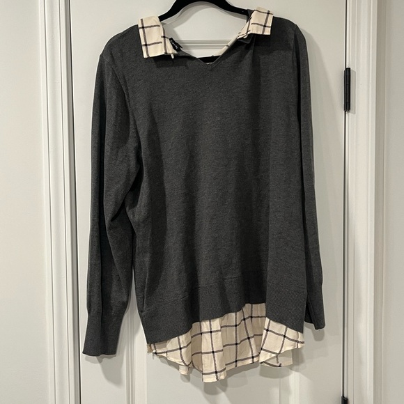 Torrid Charcoal Sweater with Checkered Shirt (NWOT) - Picture 3 of 3